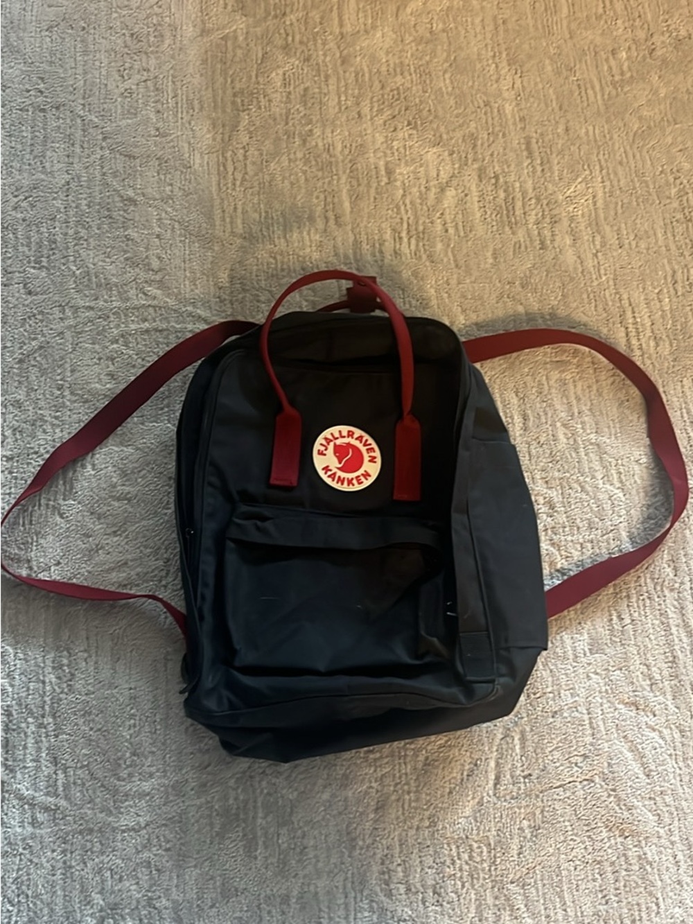 Fjallraven Kanken Classic Navy Backpack with Red Accents